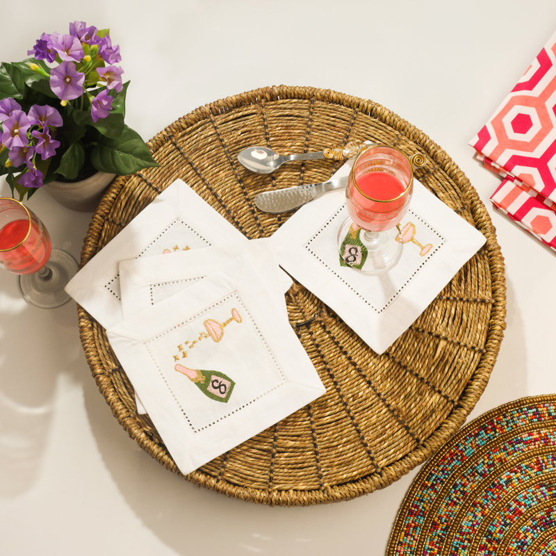 Serviettes de cocktail brodées Fizz and Finesse