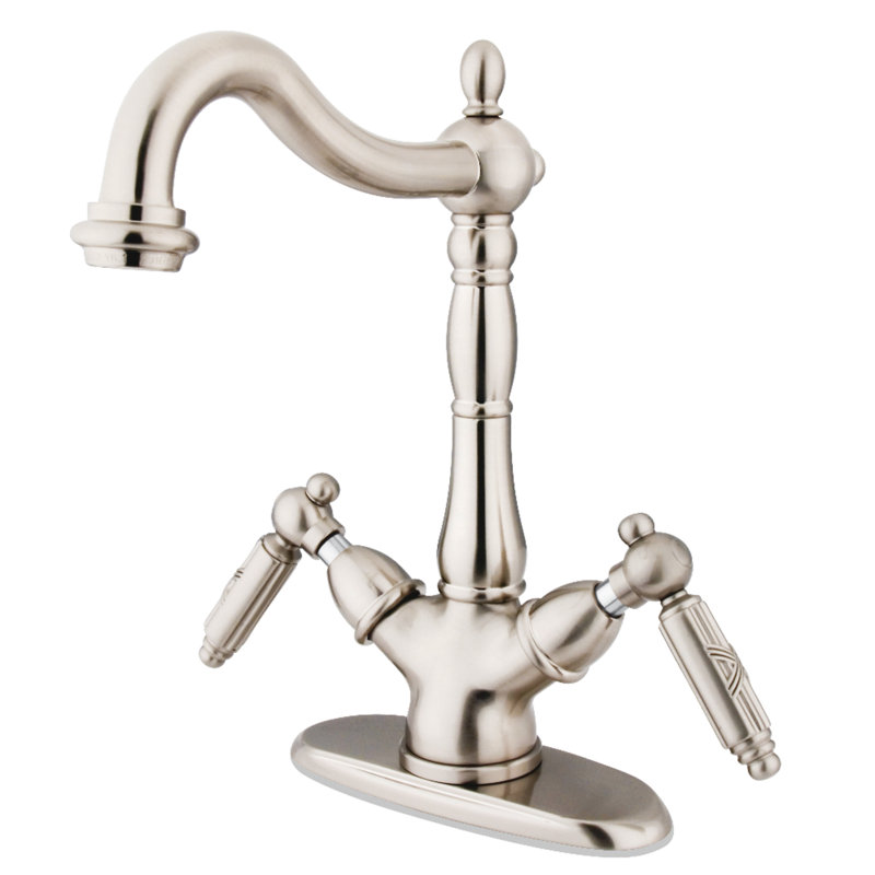 Kingston Brass Heritage Two-Handle 1-or-3 Hole Deck Mount Vessel Faucet, Brushed Nickel