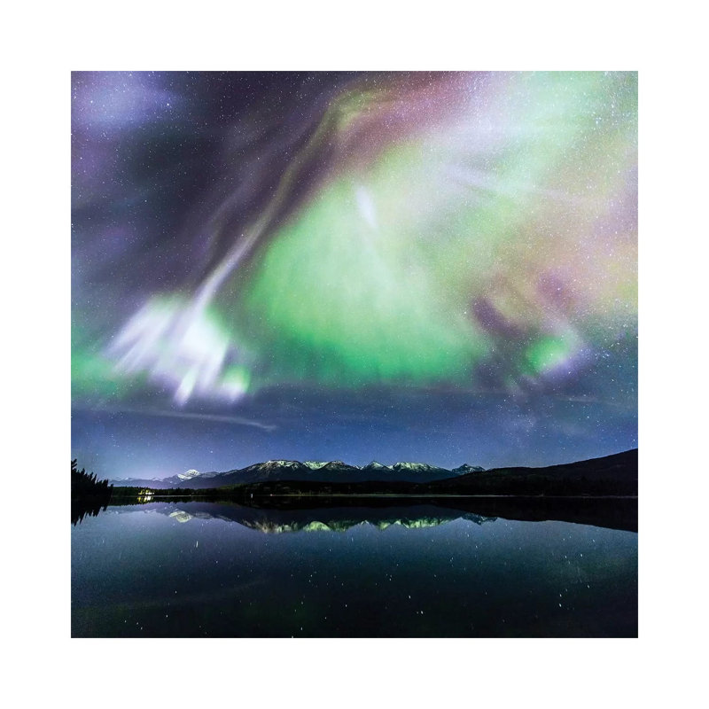 Aurora Borealis On The Canadian Rockies by Matteo Colombo - Wrapped Canvas Print, 30.48 cm H x 30.48 cm W