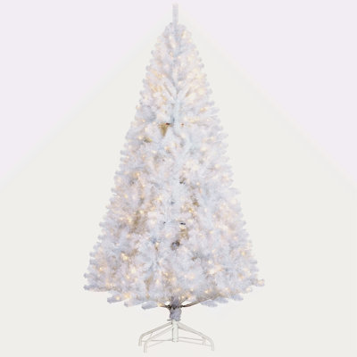 7.5' Tall Prelit Christmas Tree Douglas Fir Artificial Christmas Tree With Realistic Branches, 500 Warm White LED Lights And 1346 Tips