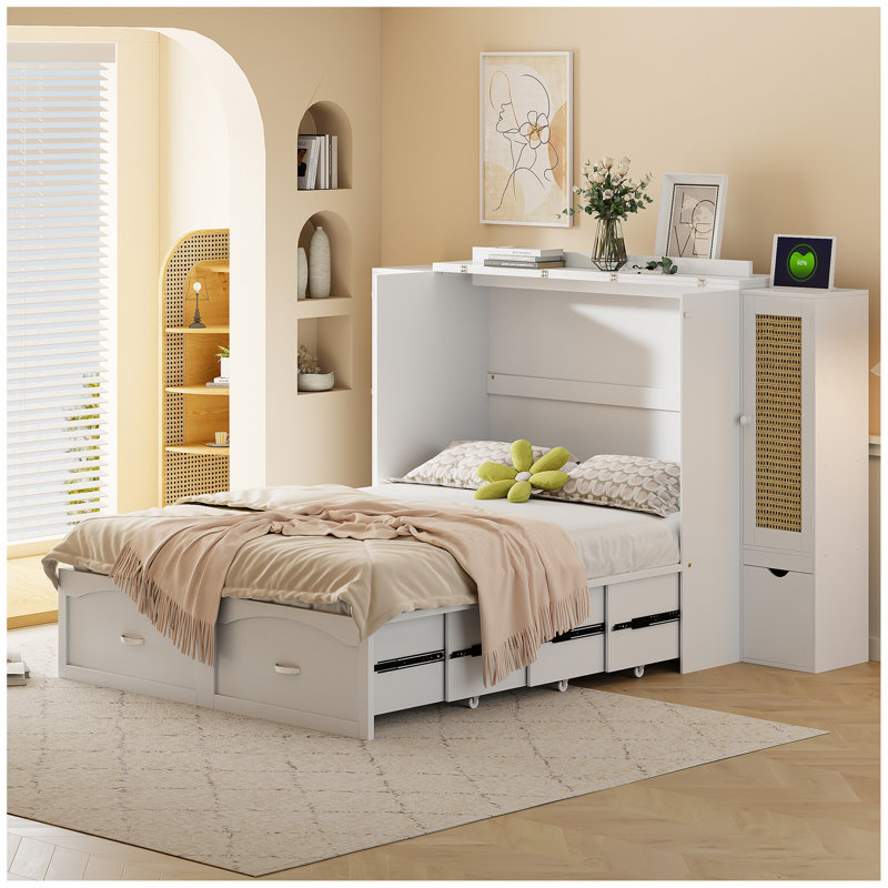Damarco Murphy Bed, White, Full