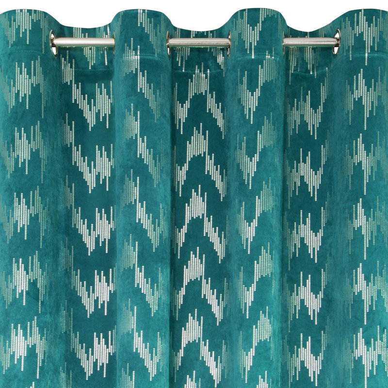 Adhitya Blackout Curtains Single Panel, Turquoise