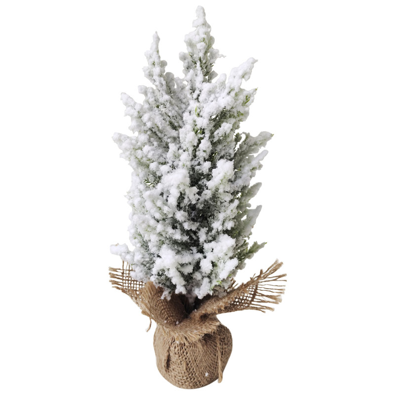 Arbre de Noël pin lourdement floqué à base de toile de jute - 12,5 po