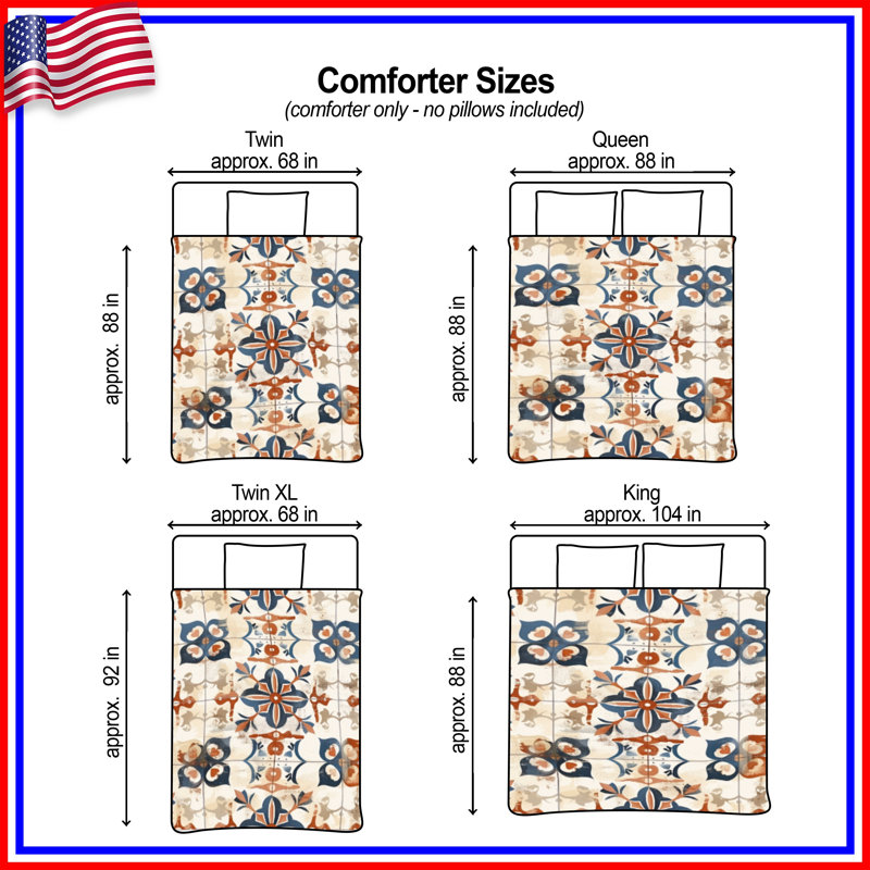 Ornate Floral Tile Comforter, Twin Extra Long