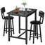 Ensemble de salle à manger industriel haut, table de pub compacte 3 pièces avec 2 tabourets confortables, options de marbre et de bois rustique pour studio et café, noir-1949111680-1949111683-2072898038