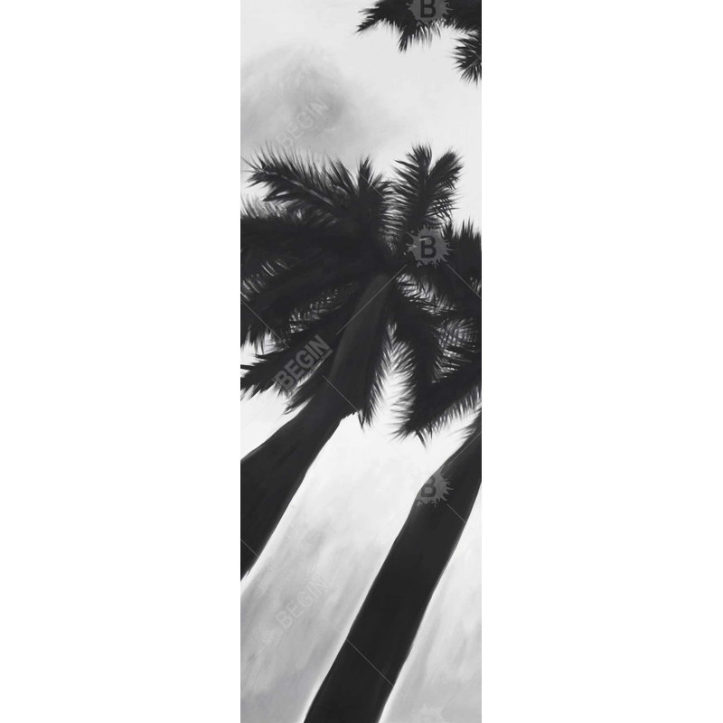 Toile de palmiers monochromes | Bord de mer, art mural, 49.25" H x 17.25" W