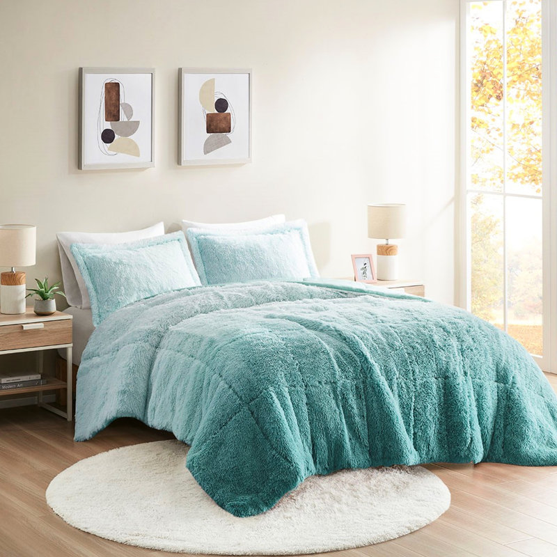Édredon ombré en fausse fourrure pour lit simple / simple TG, chaud et confortable