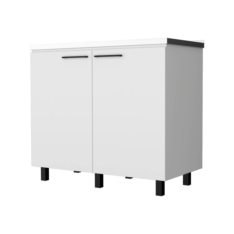 Évier de cuisine blanc 2 et armoire avec fonctionnalité pratique en bois, Argent argent
