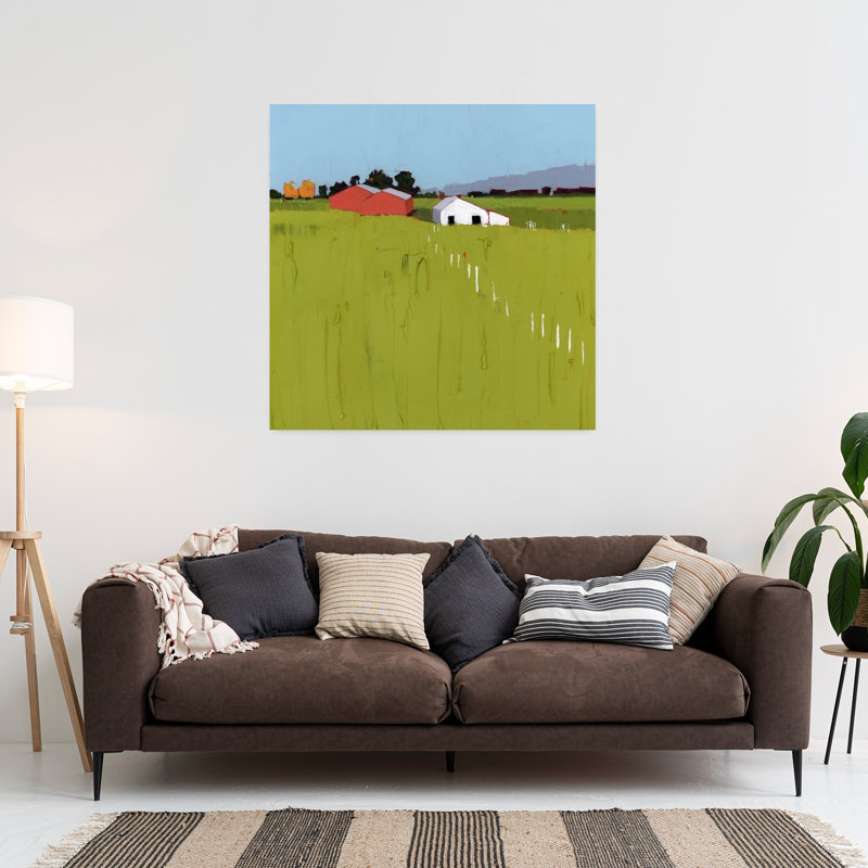 Fenceline, art abstrait contemporain au printemps, H 36 po x l 36 po