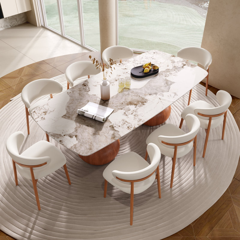Ensemble de table de salle à manger 8-10 personnes, 9 pièces : table, 8 chaises, Noyer, H 29,5 po x l 94 po x P 43,3 po
