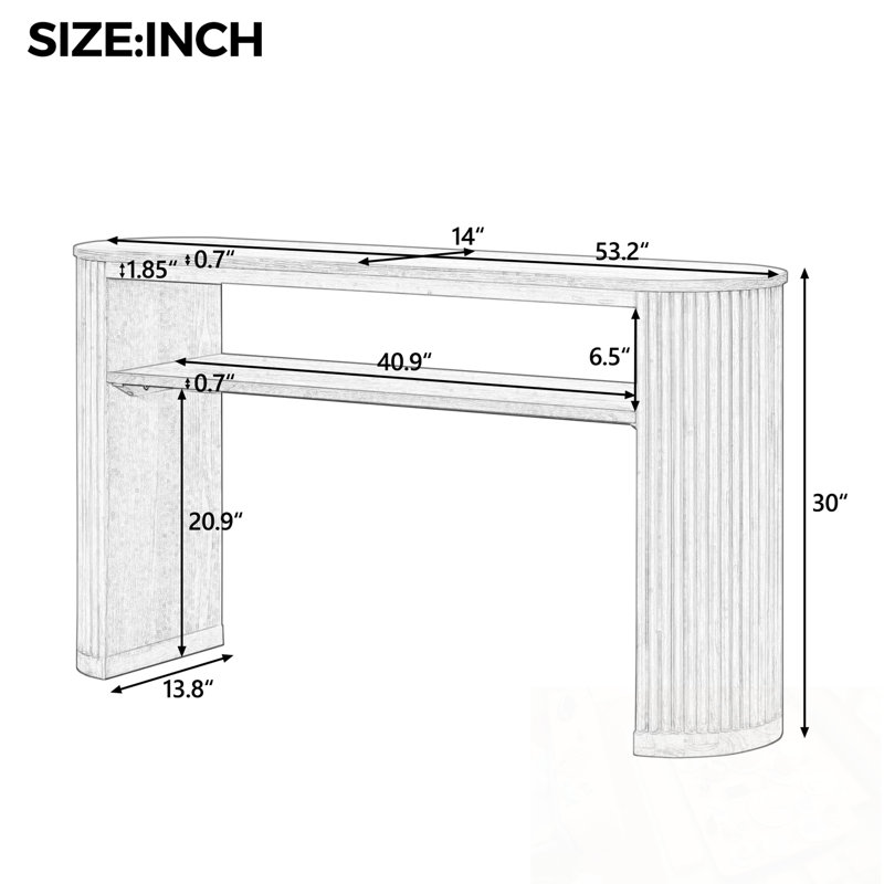 Seifert with Fluted Legs and Open Shelf, Espresso