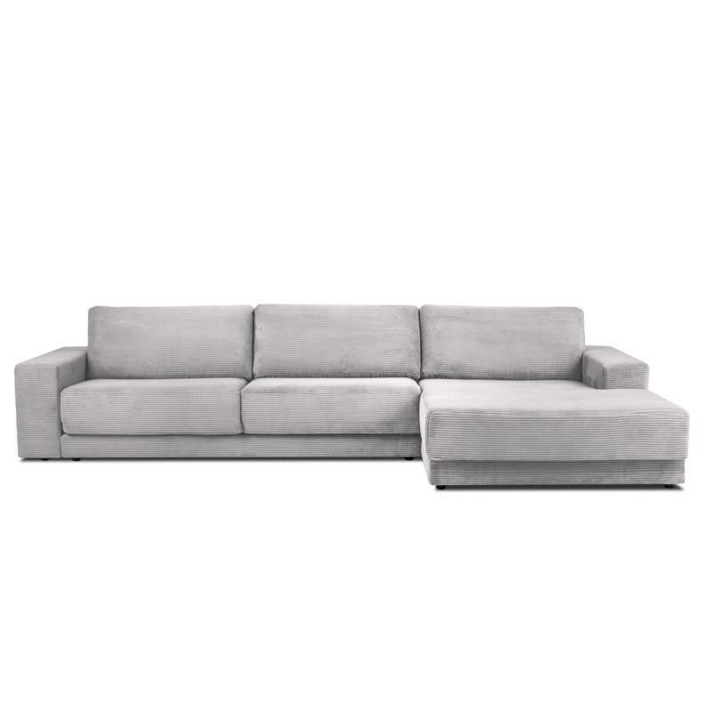 Donatella 6 Seater Sofa Bed, Light Grey Corduroy, Right Hand Facing