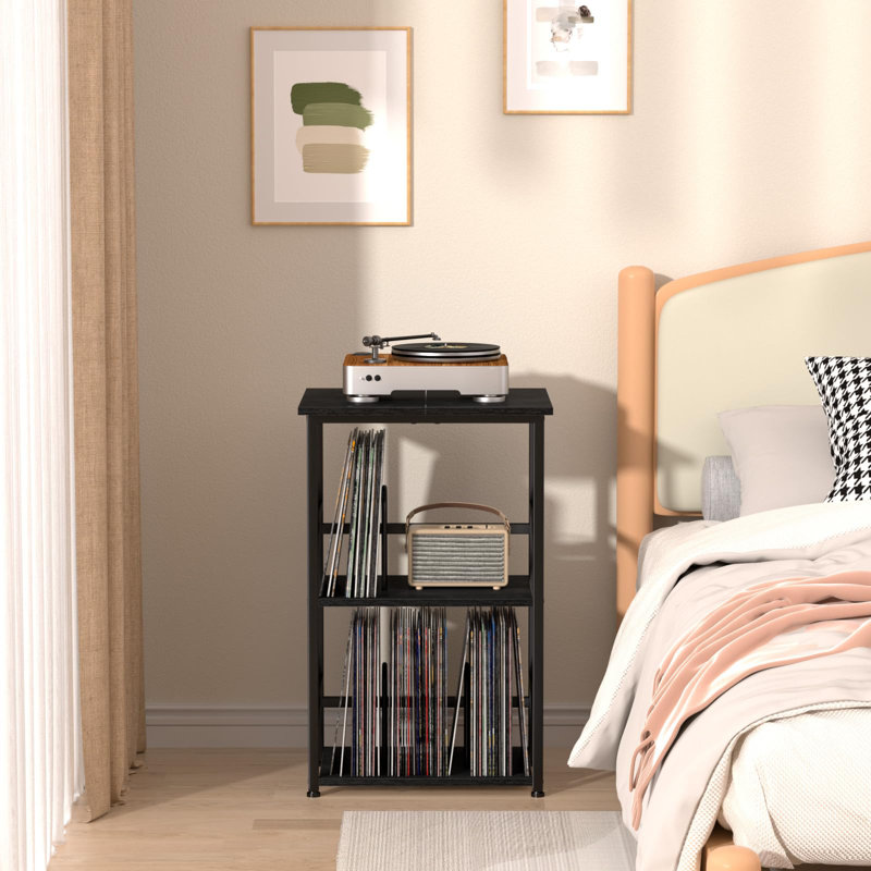 Manufactured Wood,Metal 75.2cm H Media Shelves, Black