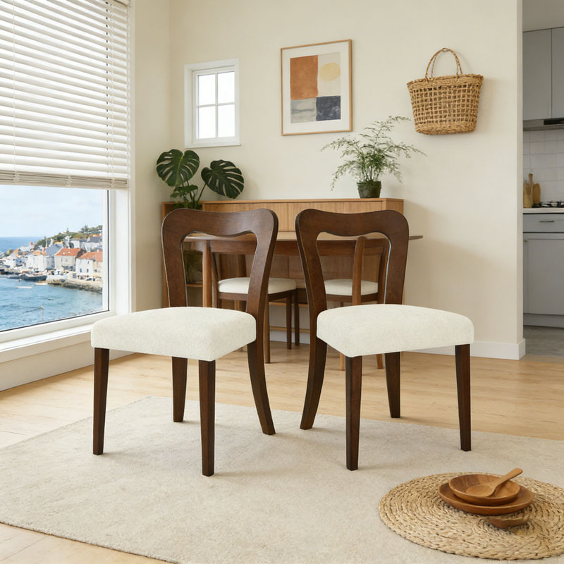 Ensemble de chaises de salle à manger, Beige, noyer