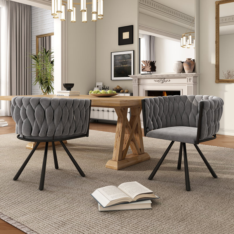 Chaises de salle à manger pivotantes en velours Kynor Glam, 6, Gris
