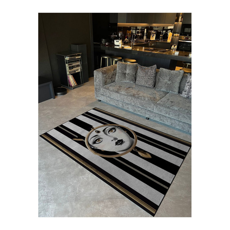 Tapis noir lavable à motif tissé noir, Tapis de couloir 3 pi 3 po x 9 pi 10 po