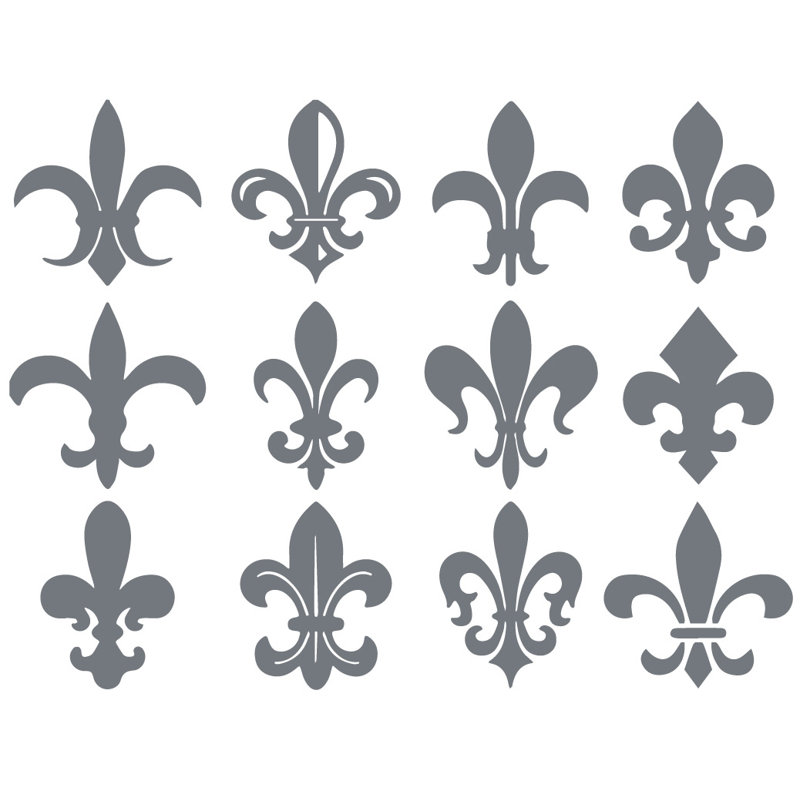 Décalcomanie murale motif fleur du lis, H 40 po x l 53 po x P 0,01 po, Gris orage