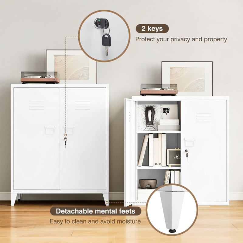2 -Door Storage Cabinet, White