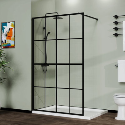 Shower Screen Walk-In Wet-Room Black