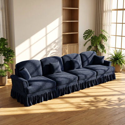 Canapé 4 places 4 tiroirs en chenille l 137,8 po x P 32,8 po x H 36,6 po Aurelia