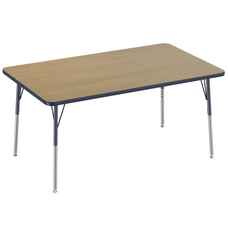 Table d'activité rectangulaire à hauteur réglable en forme de T, Roulement pivotant standard, 36 po x 60 po