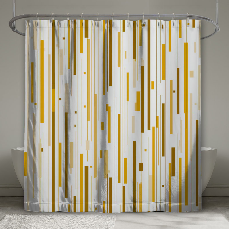 Rideau de douche à rayures abstraites - Motif de décor de salle de bain moderne, 70in W x 72in H