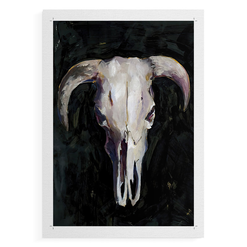 Horned Skull I - Impression sur toile seulement - NON-CADRE, H 48 po x l 32 po