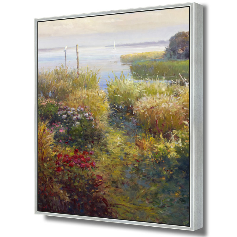 «Whispers At The Water's Edge», H 47 po x l 47 po, Argent argent