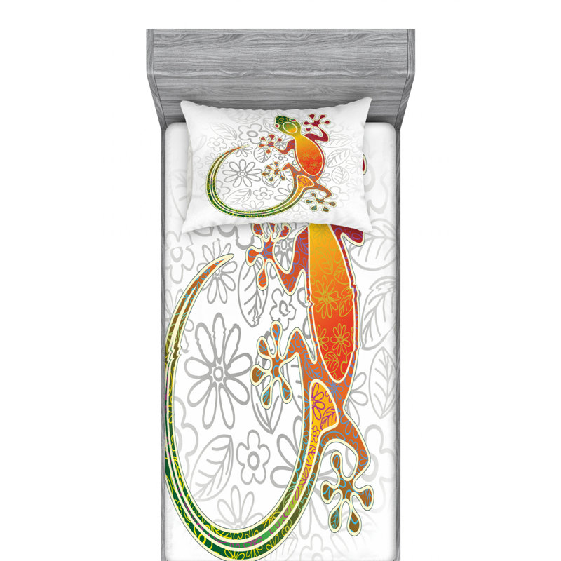 Microfiber Floral Sheet Set, Twin XL Sheet Set with Fitted Sheet