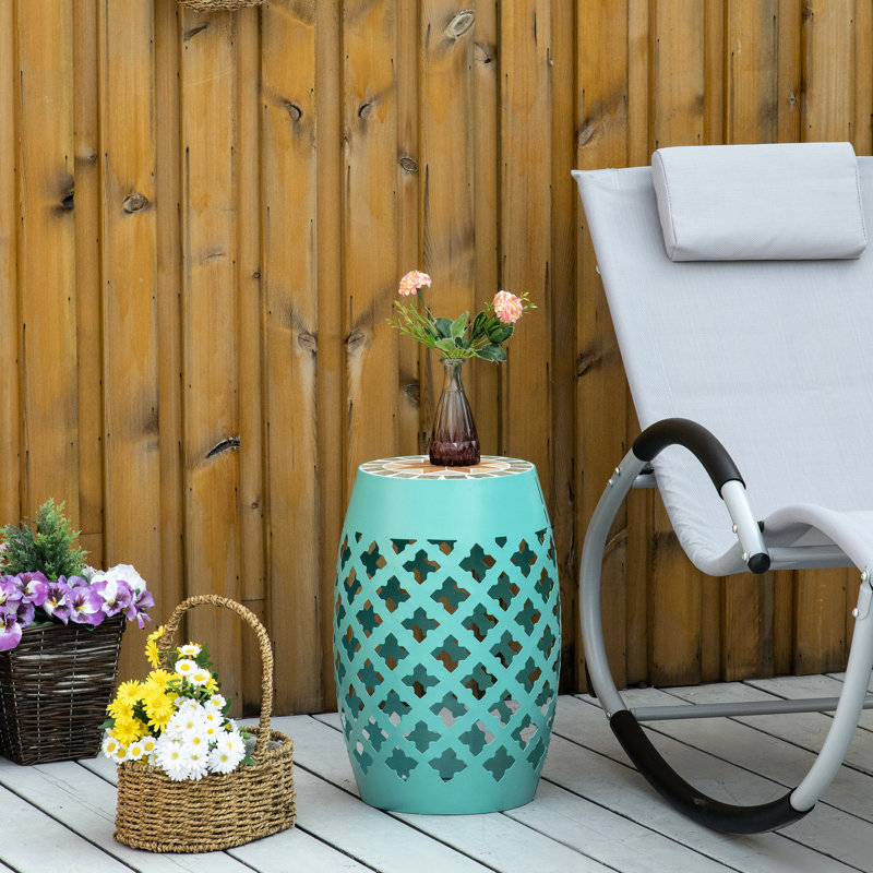 Table d'appoint ronde 12 "pour le patio, tabouret de pieds extérieur, table d'appoint en mosaïque de jardin, support pour plante