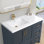  Comptoir de salle de bain 42 po avec lavabo intégré à gauche, comptoir sans couture blanc brillant, imperméable et facile à installer