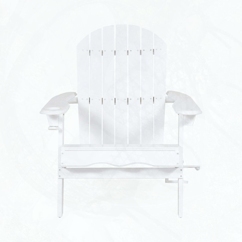 Folding Adirondack Chair with Cup Holders, White