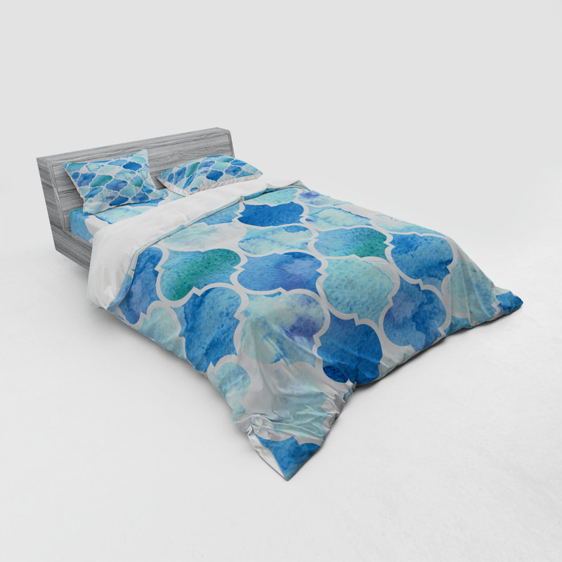 Eclectic Polyester Geometric Shapes Duvet Cover, Queen Duvet Cover + 3 Additional Pieces