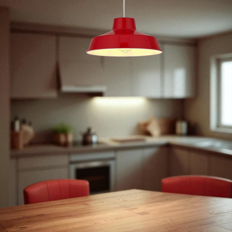 Pluto 12cm H Metal Bowl Pendant Shade ( Screw On ), Red