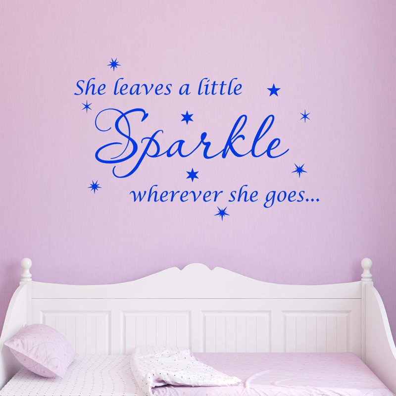 Adhésif décoratif Ashwin She Leaves a Little Sparkle Partout où elle va, H 21 po x l 30 po, bleu