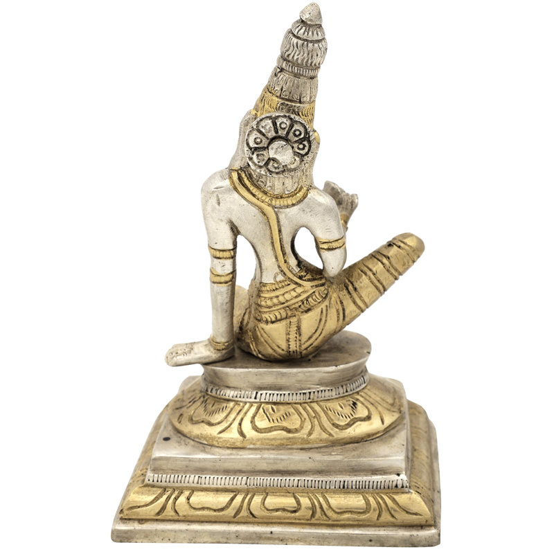 Déesse assise Uma Parvati en laiton, Argent / or