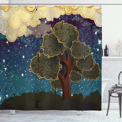 Floral Shower Curtain with Hooks Included