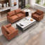 Canapé deux places en cuir, style nordique rétro, léger et luxueux, pour salon, balcon ou chambre. Sofa une place décontractée, fauteuil, canapé deux places + ensemble de deux (brun)