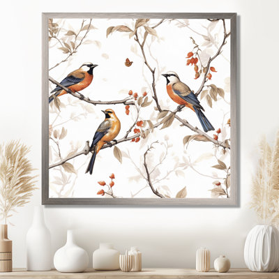 Oiseaux bruns sur arbres II - art mural oiseau