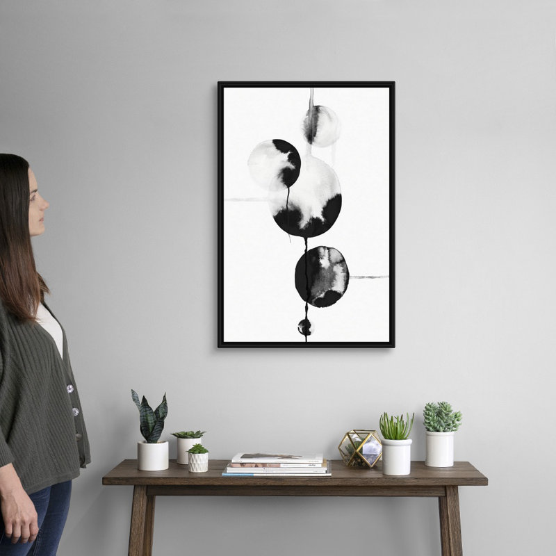 Reproduction d’art sur toile « gouttes Bubbles II » par PI studio, H 32 po x l 22 po x P 1,75 po, Cadre noir