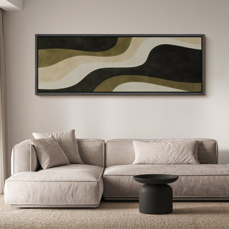 Grande impression sur toile encadrée, reproduction géométrique abstraite pour décor moderne, H 20 po x l 60 po, Noir