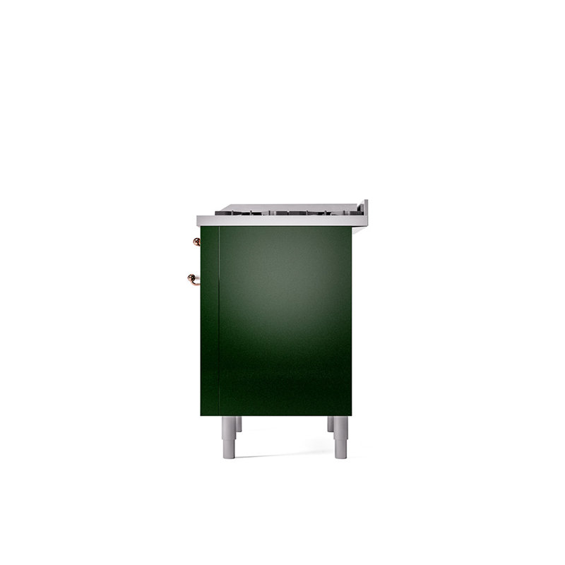 Cuisinière mixte 36 po ILVE Nostalgie II, Propane liquide, Vert émeraude / cuivre