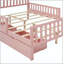 Full Size Wood Platform Bed with Storage Drawers and Safety Guardrails-2063419361-2063419360