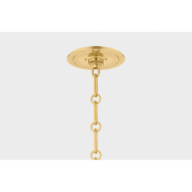 Highclere Pendant in Aged Brass by Mark D. Sikes, Aged Brass/Soft French Blue, 12" H x 12.75" W x 12.75" D