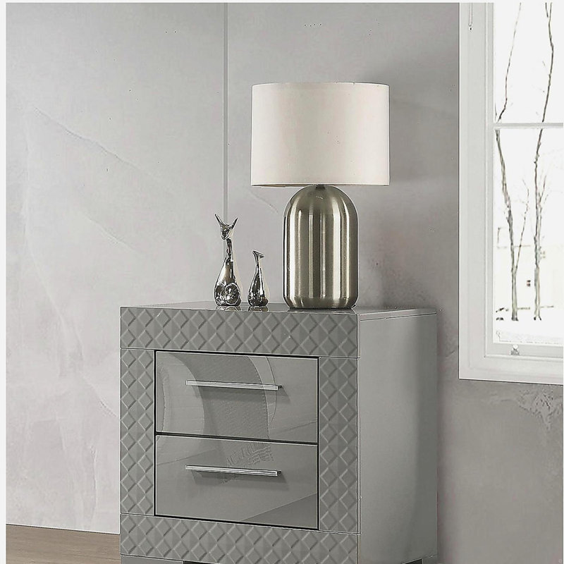 Table de chevet 2 tiroirs Pierce Grey