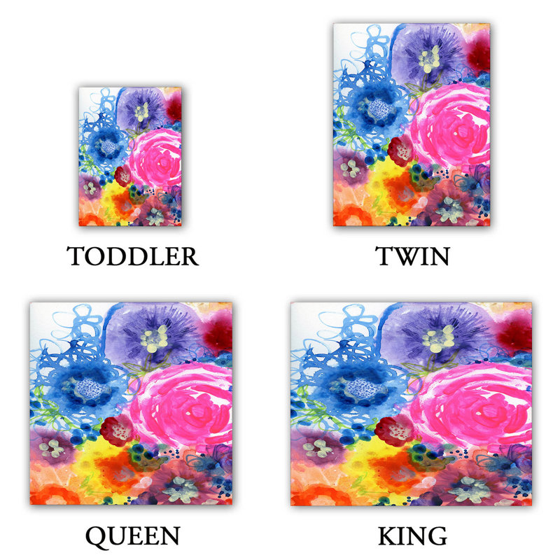 Polyester Floral Duvet Cover, 1 Queen Duvet Cover + 2 Standard Shams