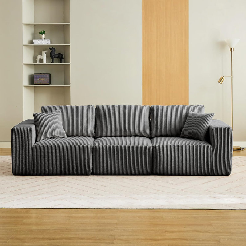 Canapé-lit modulaire 108 po Cloud Modular, Velours côtelé gris