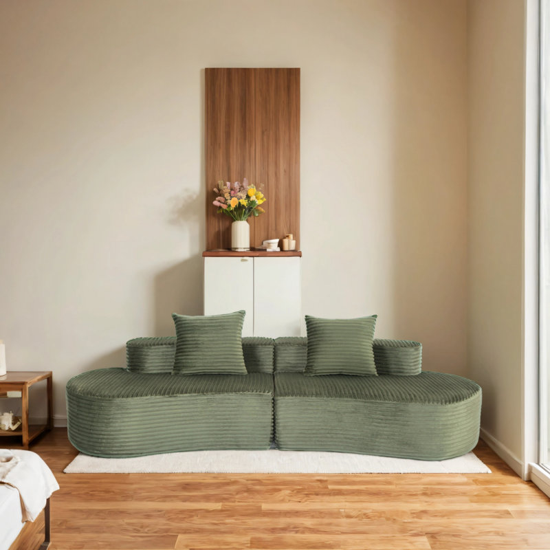 Canapé en tissu Corduroy, Vert