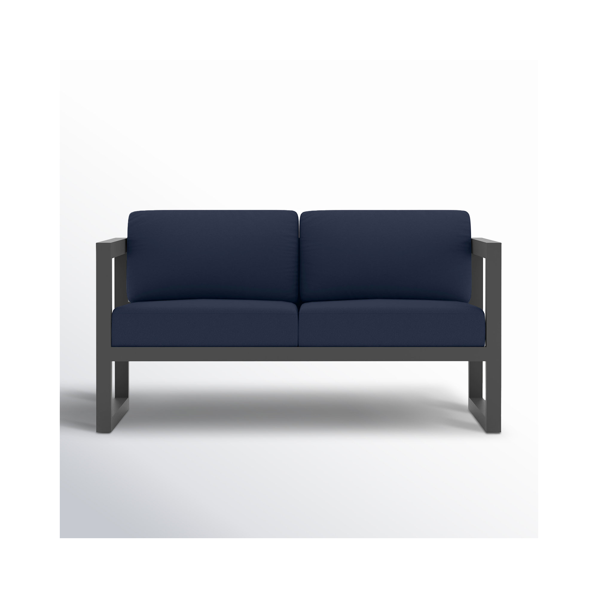 Smith 57" Outdoor Loveseat with Sunbrella® Cushions, Slate, Spectrum Indigo