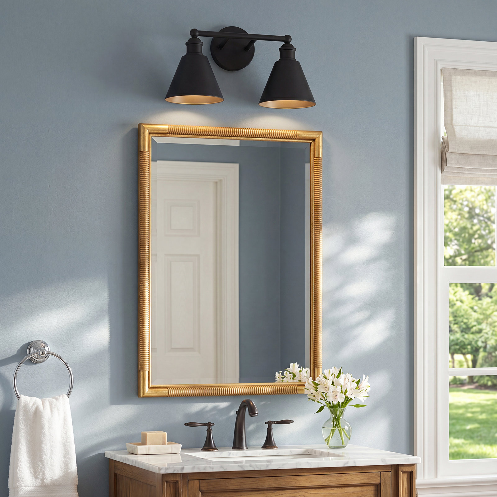 Kera 2 Light Dimmable Vanity Light, Matte Black
